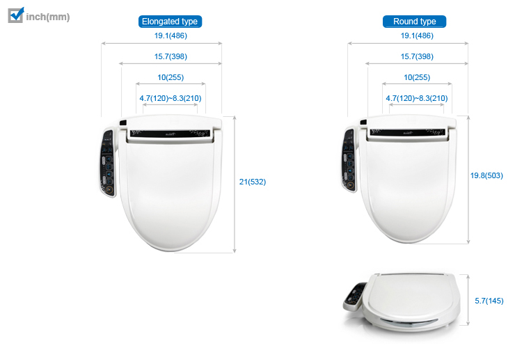 Automatic bidet RAB-103 Dimension