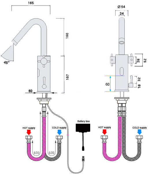 AMA-5205 Short Sensor tap Technical Dimension