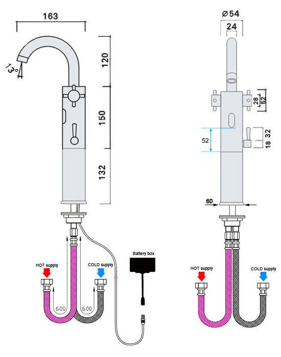 AMA-5206T Sensor tap Technical Dimension