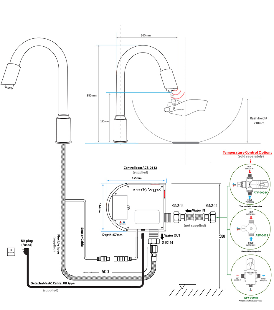 ATX-8203 Sensor tap Dimension 